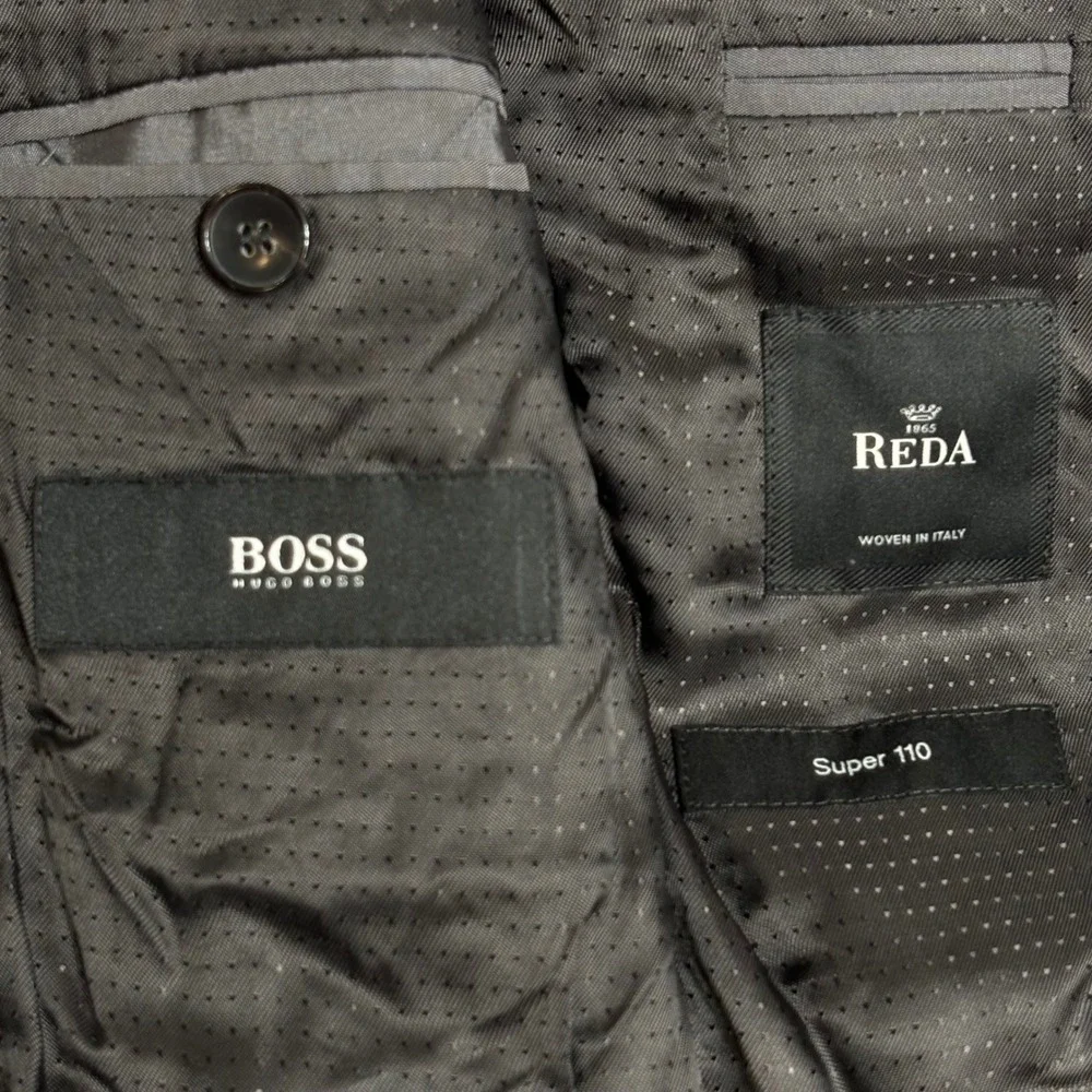 Hugo Boss‎ Blazer Mens 38R Black Reda Super 110 Wool Rayman Wayne Suit Jacket